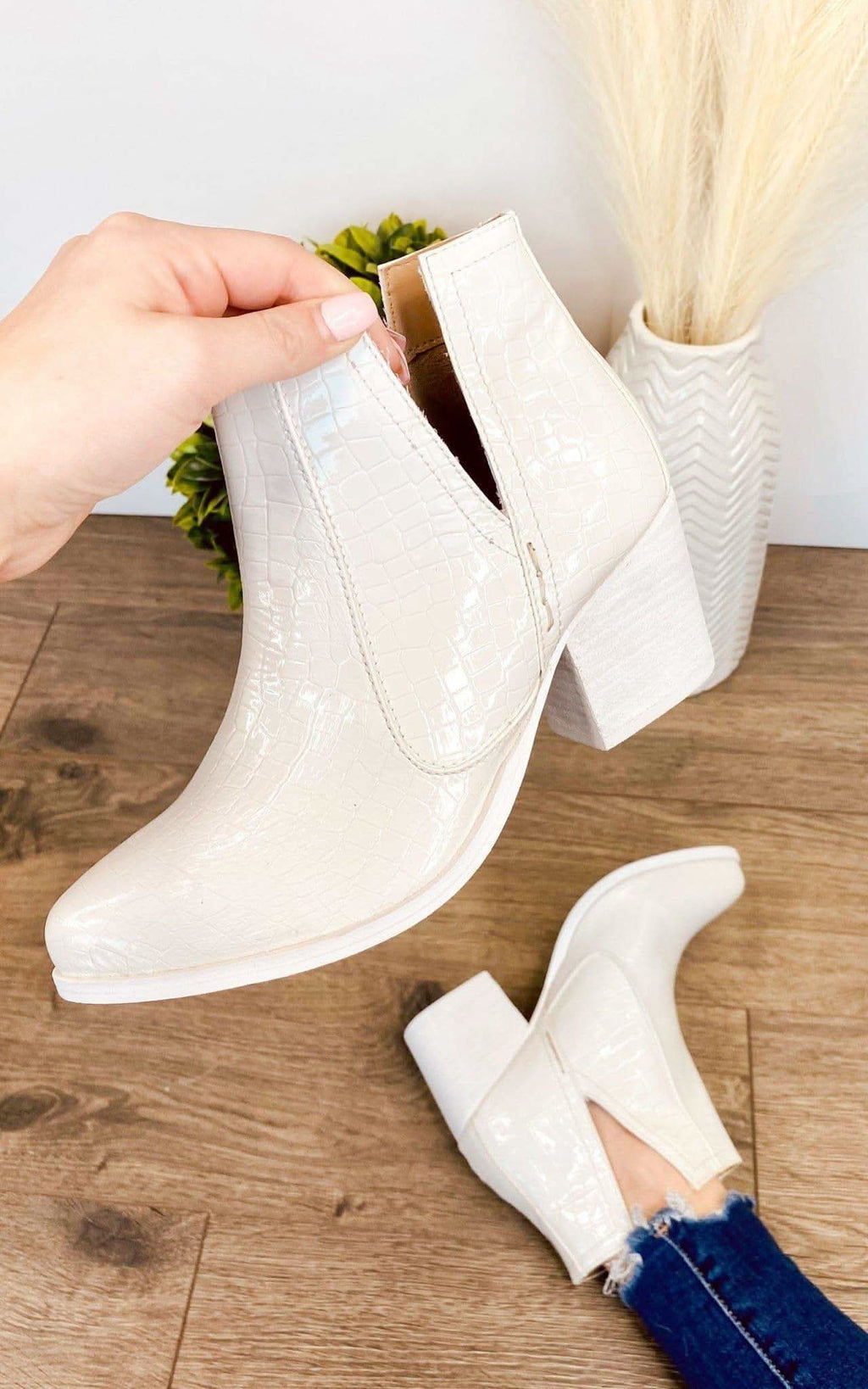 Tarim Bootie in White Croc - SwagglyLife Home & Fashion