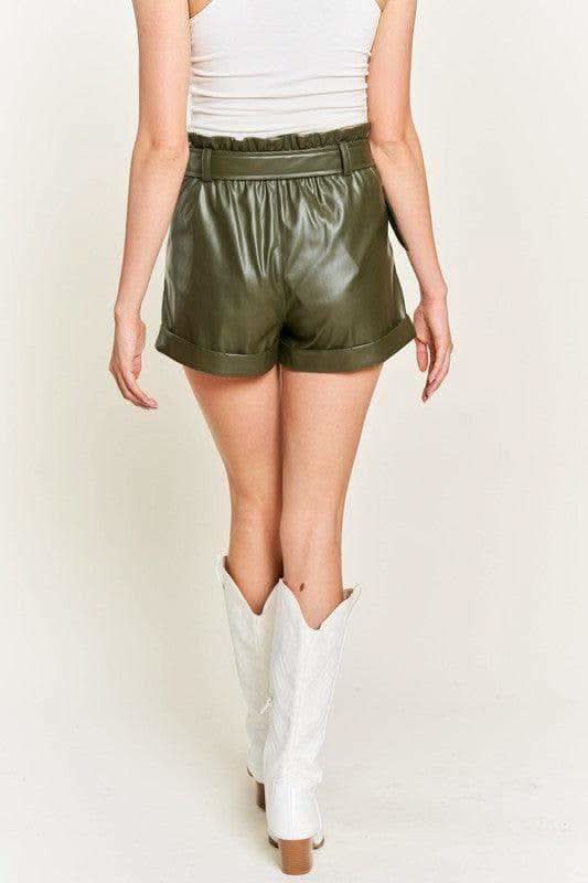 Tell Me Everything High-Rise Waist Belted Faux Leather Short - SwagglyLife Home & Fashion