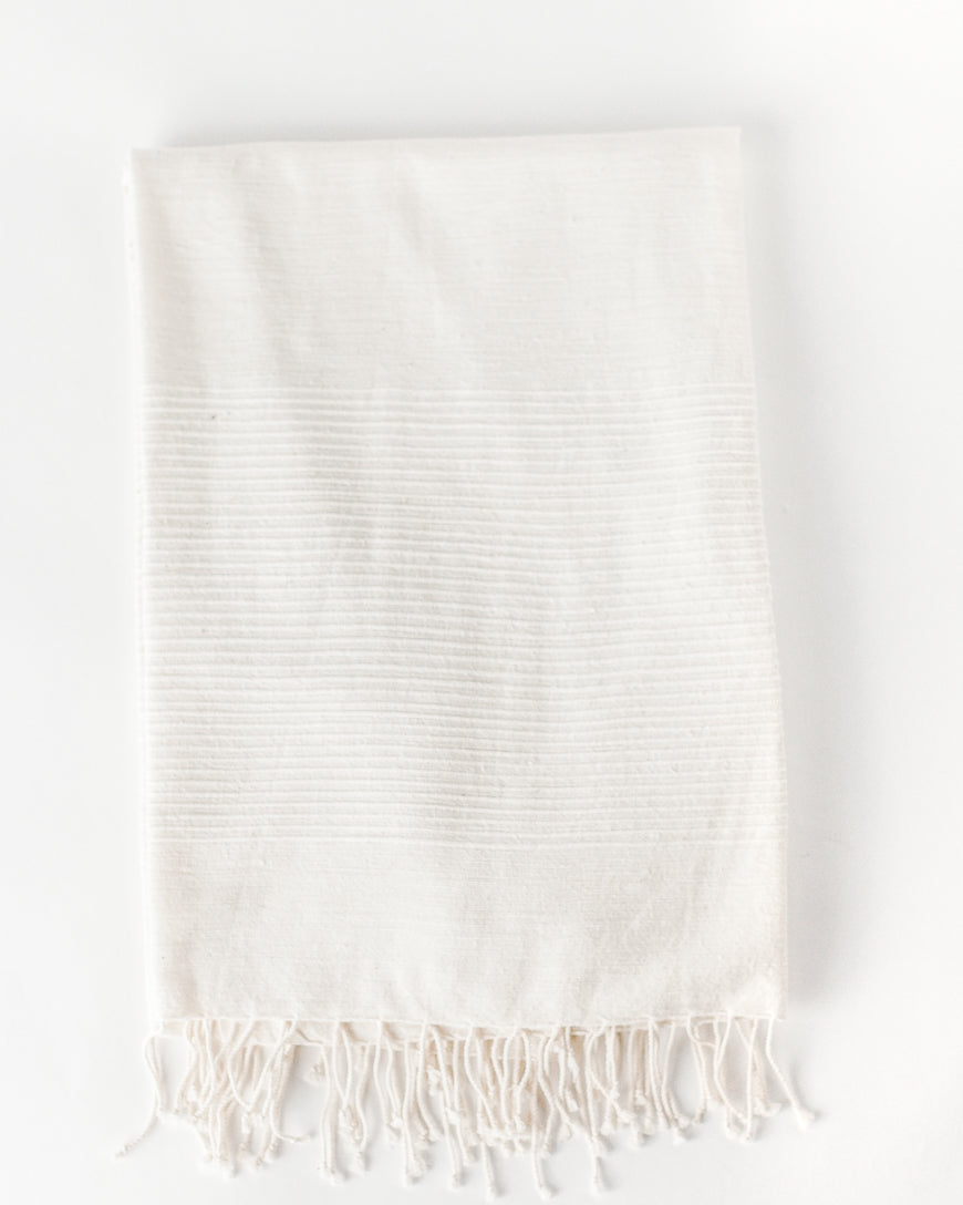 Riviera Cotton Throw Blanket in Natural 38 x 72 - Blankets photo