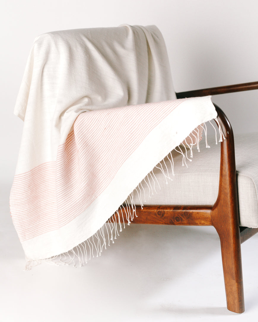 Riviera Cotton Throw Blanket in Blush 38 x 72 - Blankets photo