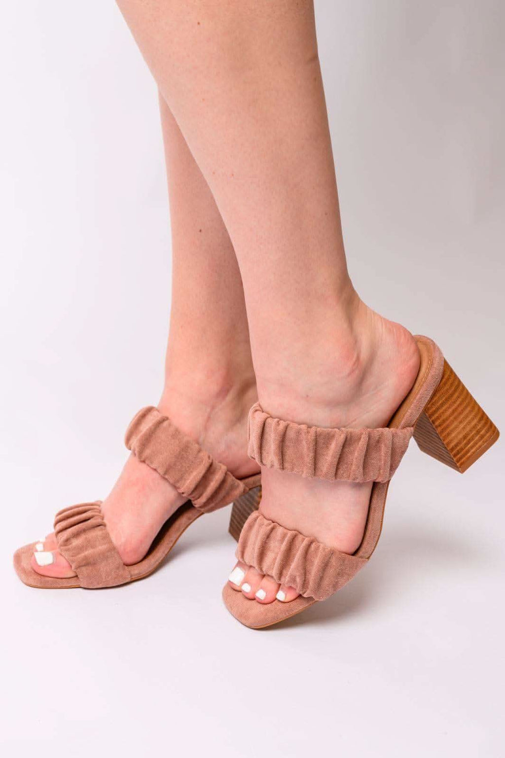 Tropic Like it's Hot Heels in Blush Suede in - Womens photo
