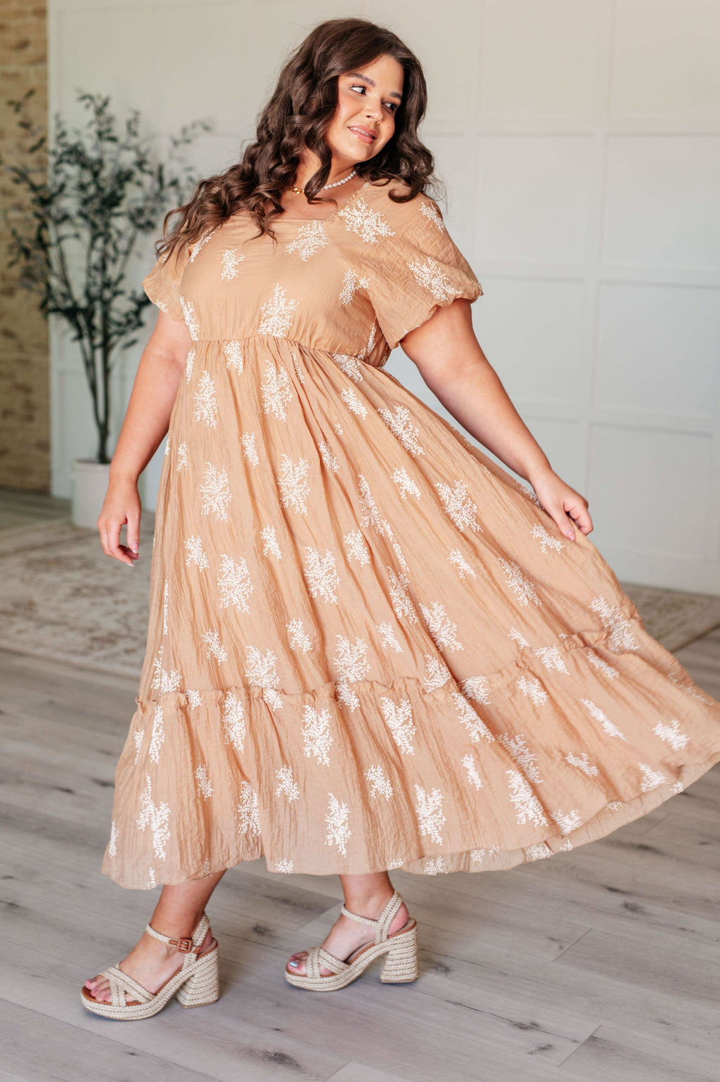 Trusting My Intuition Balloon Sleeve Dress in Camel in - Dresses photo