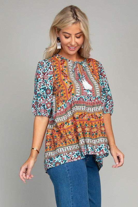 Tunic Top with Tassel, Sky Blue - SwagglyLife Home & Fashion