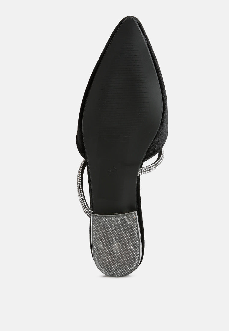 Turnon Velvet Diamante Detail Flat Mules in - Flats photo
