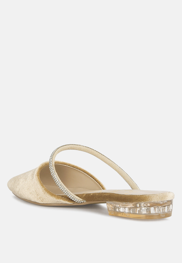 Turnon Velvet Diamante Detail Flat Mules in - Flats photo