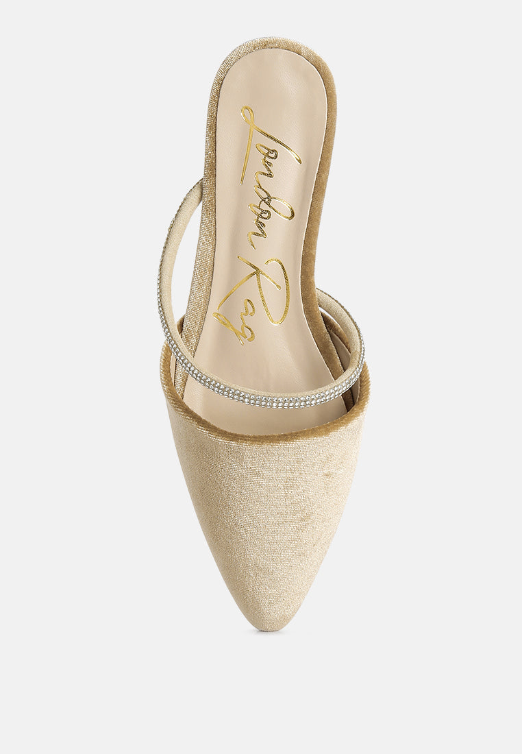 Turnon Velvet Diamante Detail Flat Mules in - Flats photo