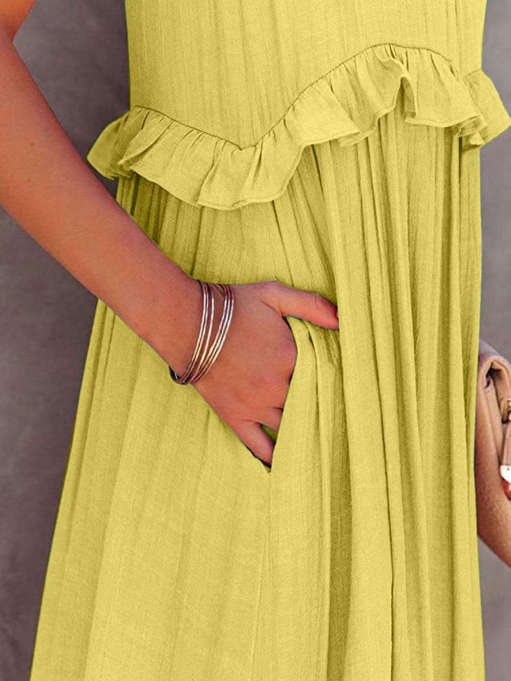 Twirl for Me Ruffled Sleeveless Maxi Dress with Pockets in - Dresses photo