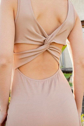 Twist Back Ribbed Dress, Multiple Colors - SwagglyLife Home & Fashion Twist Back Ribbed Dress, Multiple Colors - SwagglyLife Home & Fashion