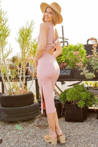 Twist Back Ribbed Dress, Multiple Colors - SwagglyLife Home & Fashion Twist Back Ribbed Dress, Multiple Colors - SwagglyLife Home & Fashion