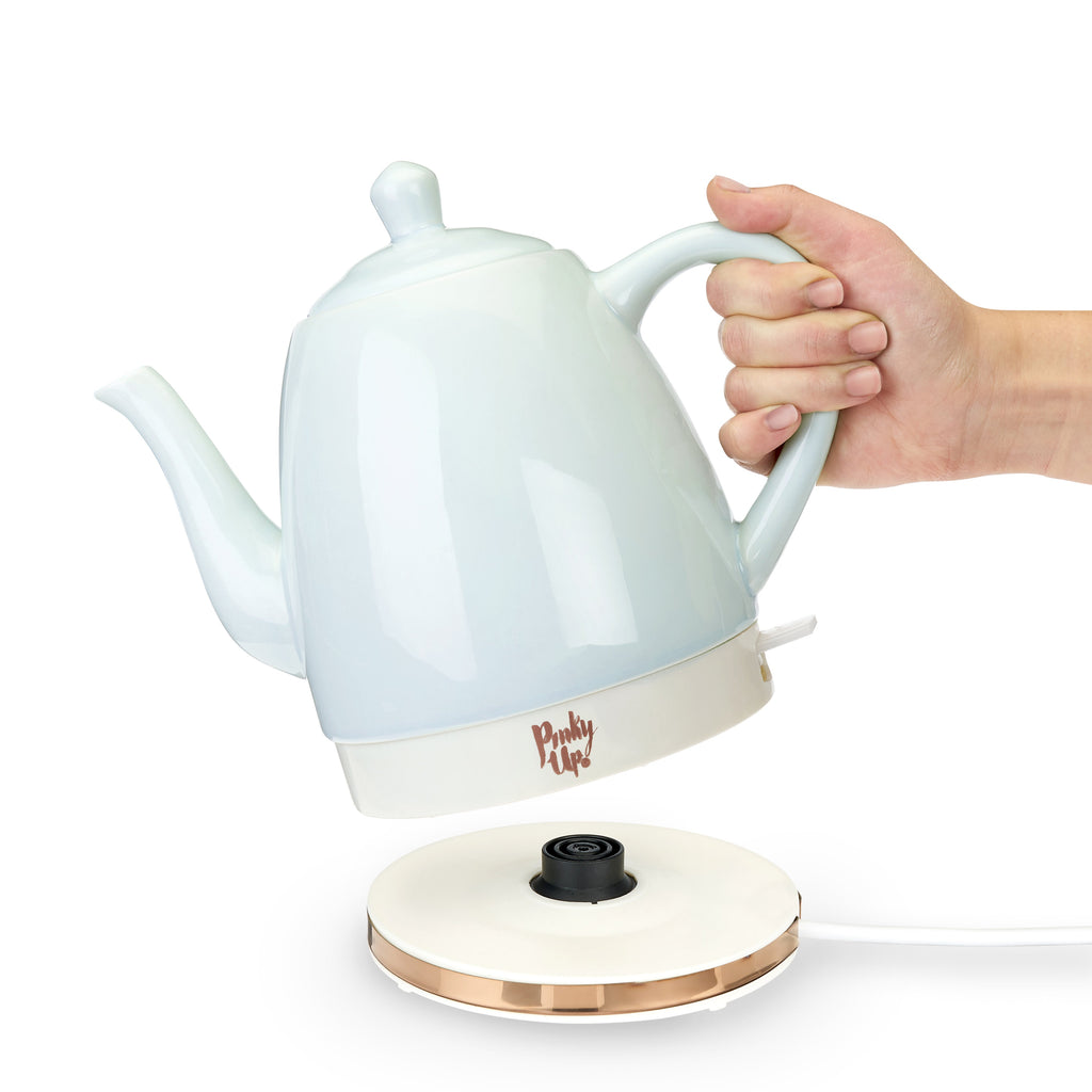 Pinky Up Tea Noelle Ceramic Electric Tea Kettle in Mint in - product_type::kettle photo