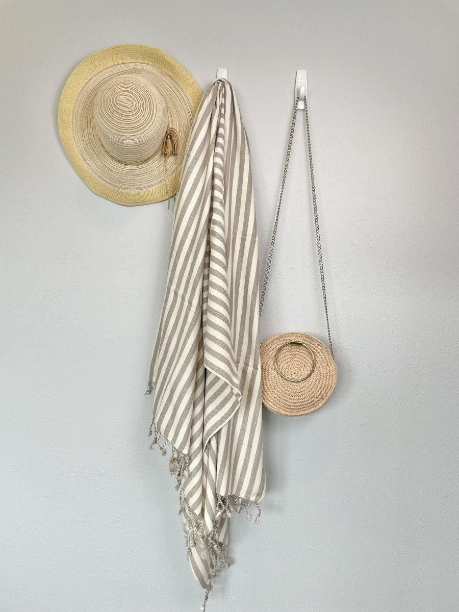 Vertical Stripe Turkish Beach Towel – Full-Size, Handwoven with Tassels – Modern Design in - Beach Towel photo