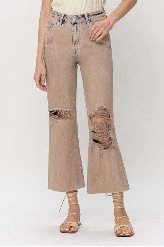 VERVET by Flying Monkey BURNT 90s Vintage Crop Flare in BURNT - Pants photo