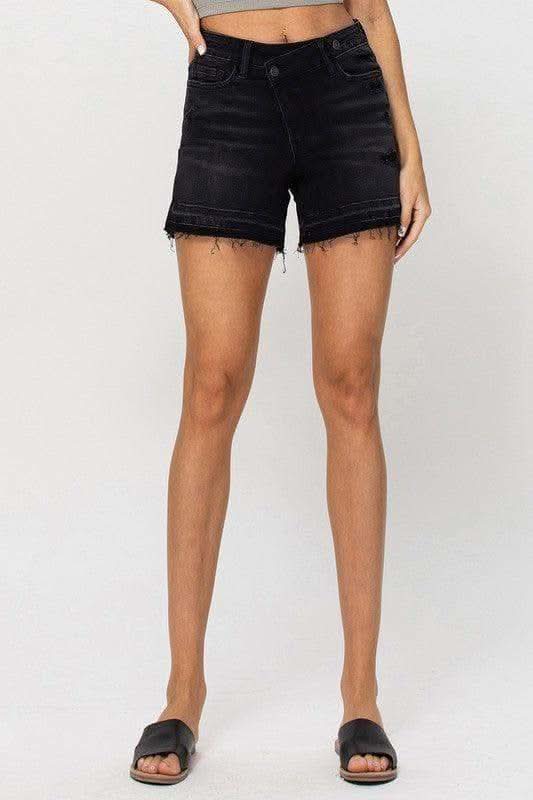VERVET by Flying Monkey High Rise Criss Cross Stretch Shorts in - Shorts photo