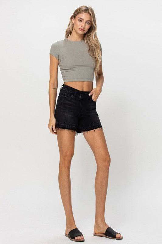 VERVET by Flying Monkey High Rise Criss Cross Stretch Shorts in - Shorts photo