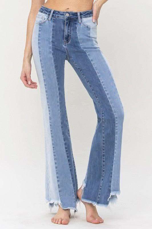 VERVET by Flying Monkey High Rise Relaxed Flare with Uneven Raw Hem in CHARMINGLY - Pants photo