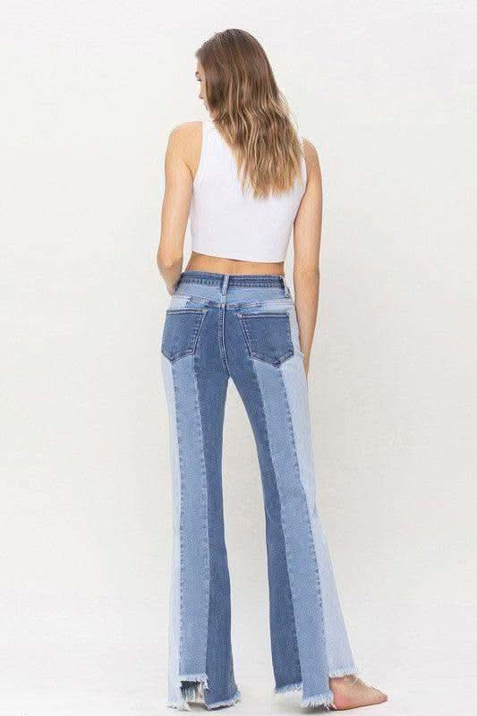 VERVET by Flying Monkey High Rise Relaxed Flare with Uneven Raw Hem in - Pants photo
