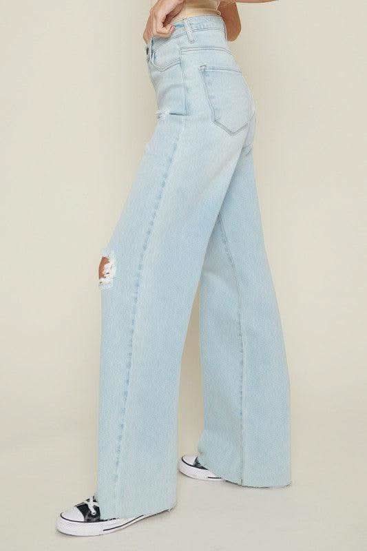 Vibrant M.i.U Distressed Wide Leg Jeans in - Denim Pants photo