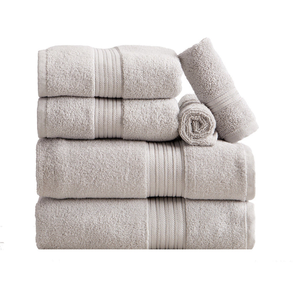 Cotton Terry Bath Towel Set - Cooper Collection in 6 Piece Set Light Grey - photo
