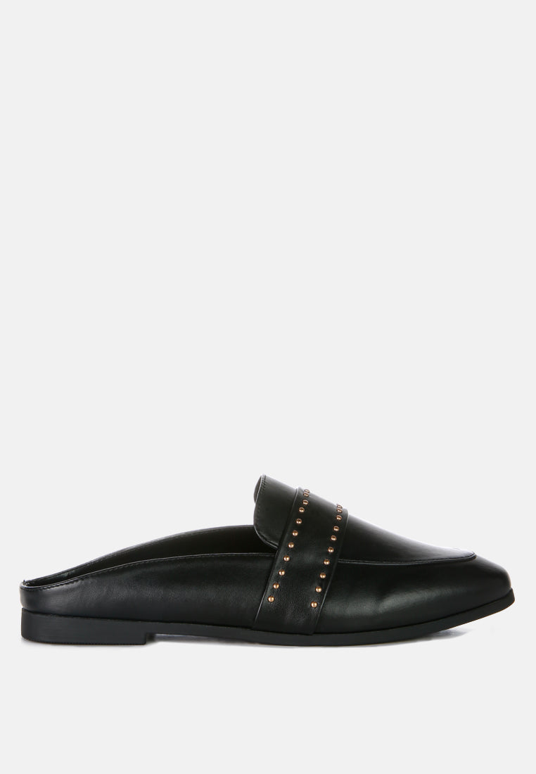 Walkout Faux Leather Studded Detail Mules in Black - Sandals photo