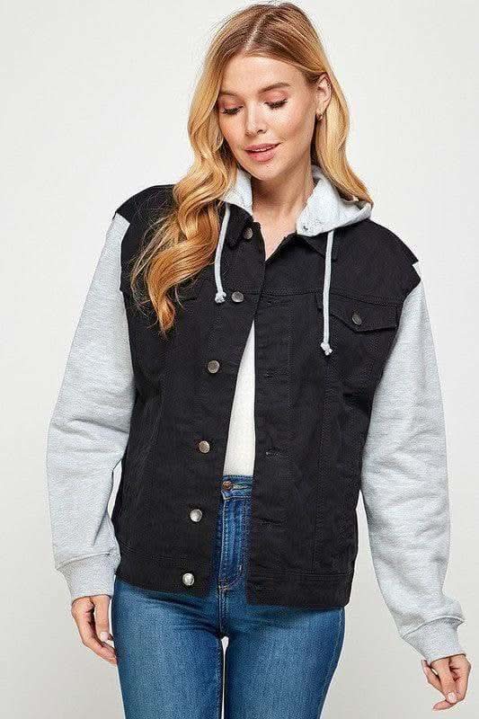 Women's Denim Jacket with Fleece Hoodies in - Coats & Jackets photo
