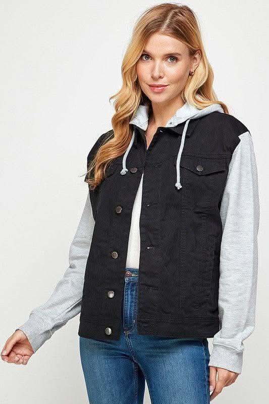 Women's Denim Jacket with Fleece Hoodies in - Coats & Jackets photo