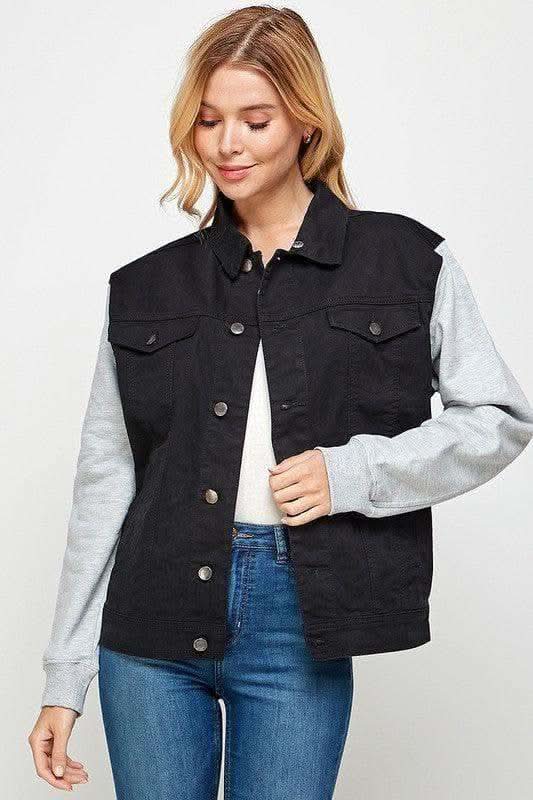 Women's Denim Jacket with Fleece Hoodies in - Coats & Jackets photo