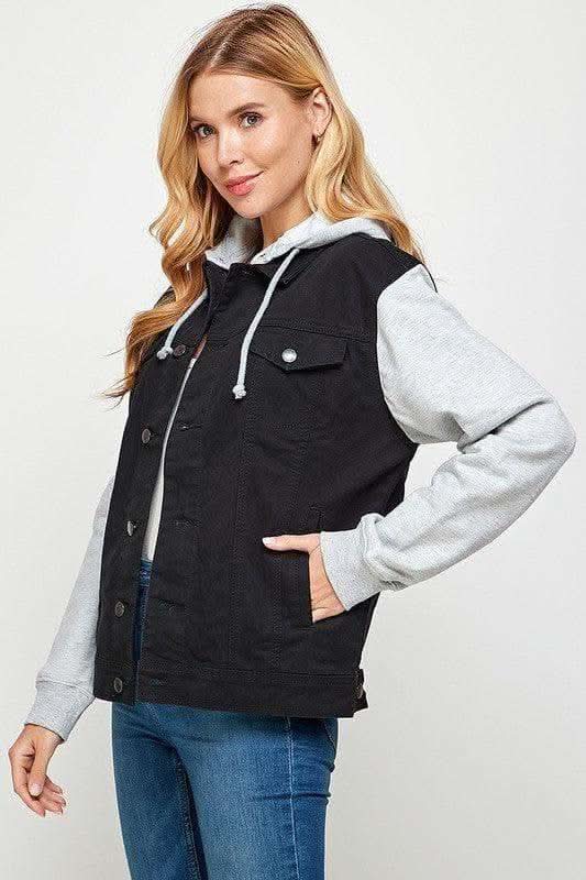 Women's Denim Jacket with Fleece Hoodies in - Coats & Jackets photo