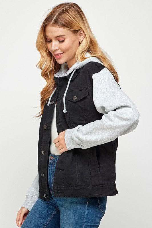 Women's Denim Jacket with Fleece Hoodies in - Coats & Jackets photo
