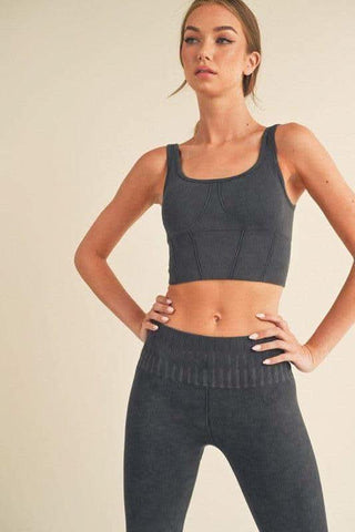 Women's Stone Washed Ribbed Matching Yoga Set - SwagglyLife Home & Fashion Women's Stone Washed Ribbed Matching Yoga Set - SwagglyLife Home & Fashion