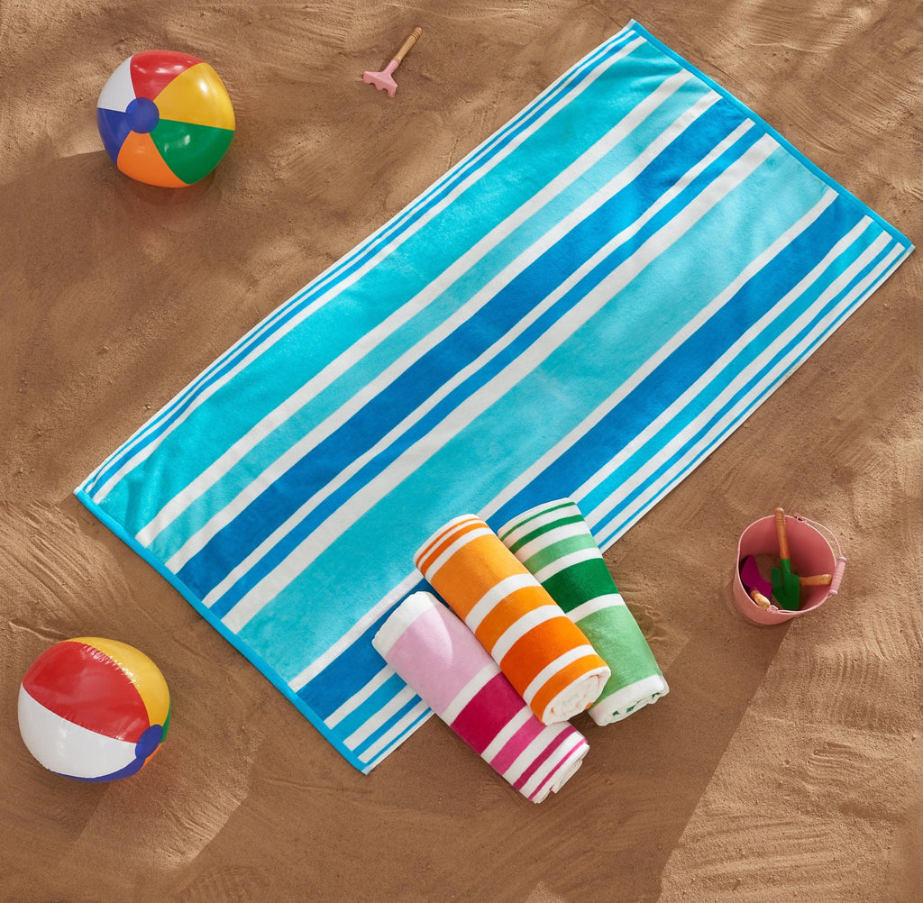 Cotton Velour Cabana Stripe Beach Towel - Novia Collection in - photo