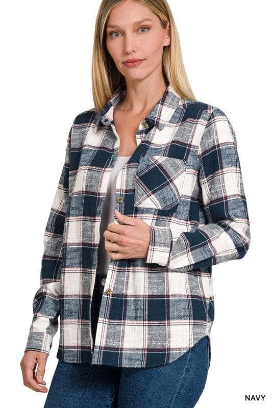 ZENANA Cotton Plaid Shacket with Front Pocket – SwagglyLife Home