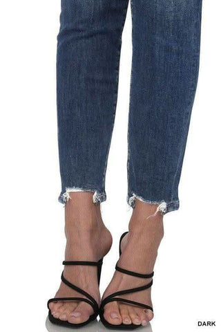 ZENANA Distressed Hem Ankle Skinny Denim Pants - SwagglyLife Home & Fashion ZENANA Distressed Hem Ankle Skinny Denim Pants - SwagglyLife Home & Fashion