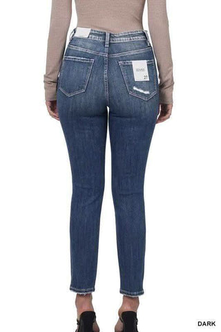 ZENANA Distressed Hem Ankle Skinny Denim Pants - SwagglyLife Home & Fashion ZENANA Distressed Hem Ankle Skinny Denim Pants - SwagglyLife Home & Fashion