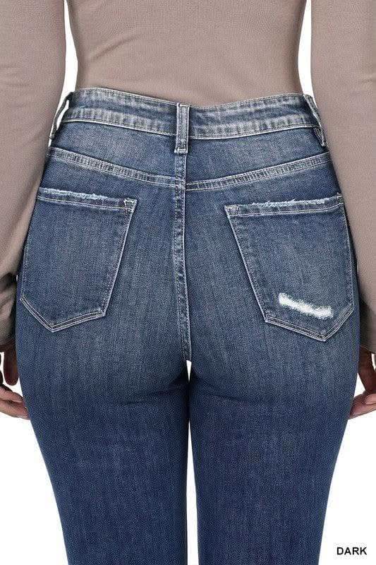 ZENANA Distressed Hem Ankle Skinny Denim Pants - SwagglyLife Home & Fashion ZENANA Distressed Hem Ankle Skinny Denim Pants - SwagglyLife Home & Fashion