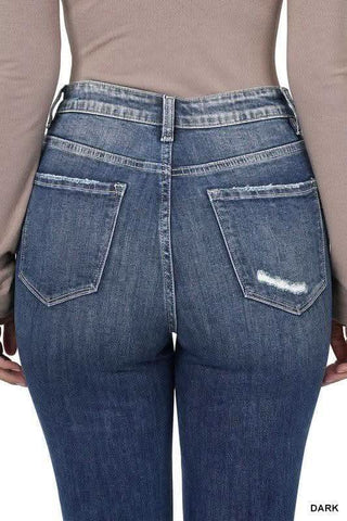 ZENANA Distressed Hem Ankle Skinny Denim Pants - SwagglyLife Home & Fashion ZENANA Distressed Hem Ankle Skinny Denim Pants - SwagglyLife Home & Fashion