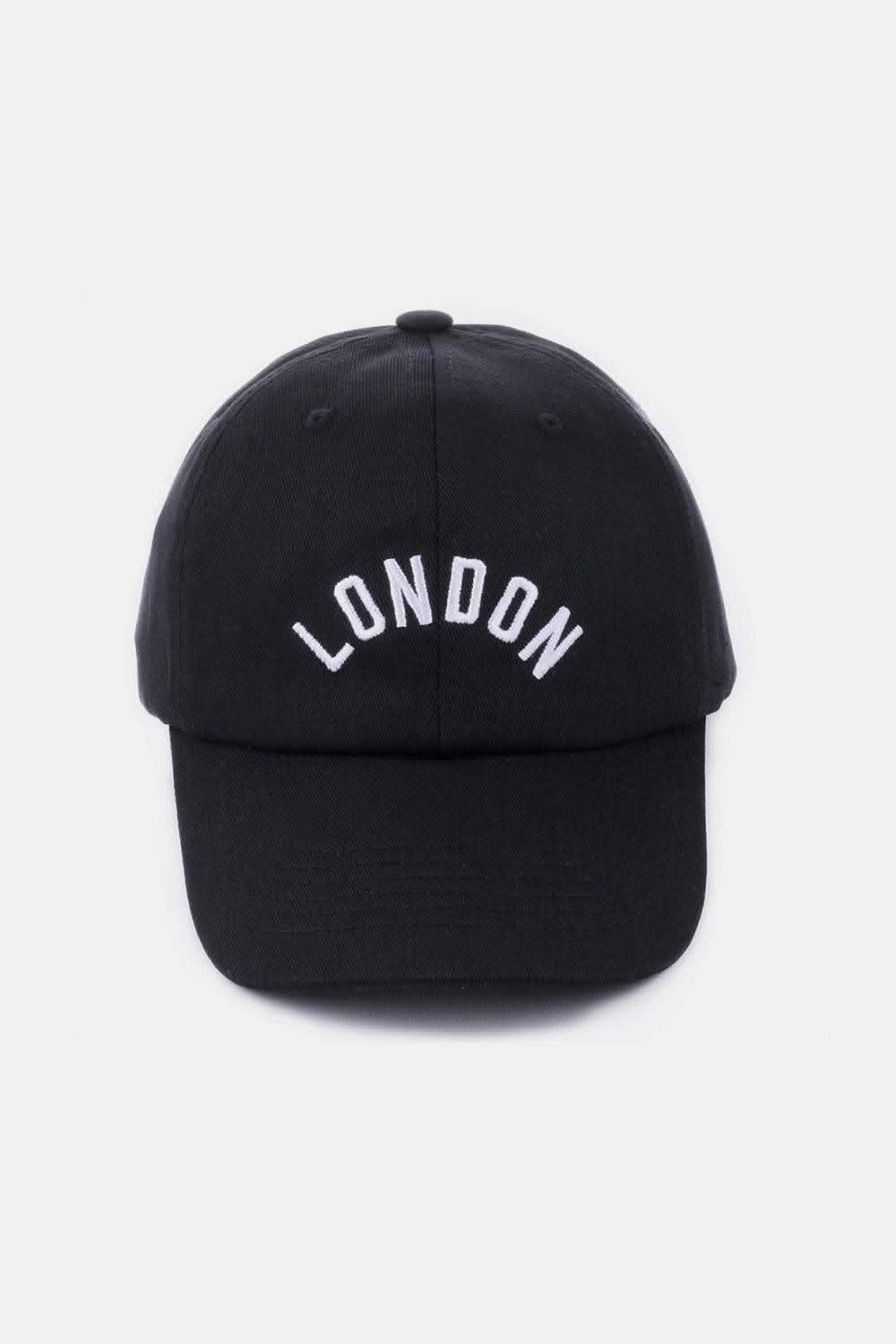 Zenana Embroidered City Baseball Cap in London Black One Size - Hats photo