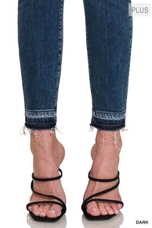 ZENANA Plus High Rise Distressed Cropped Skinny Denim Jeans in - Pants photo