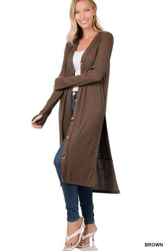 ZENANA Ribbed Long Cardigan - SwagglyLife Home & Fashion