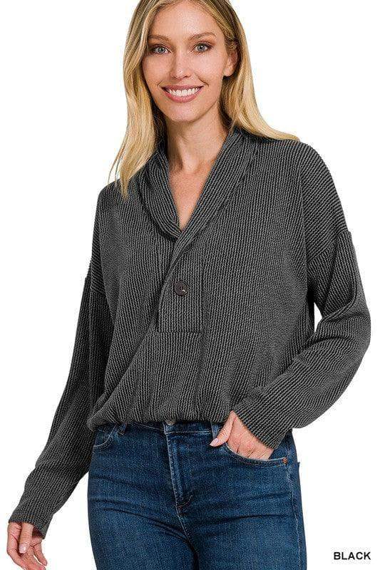 ZENANA Textured Line Elastic Waist Pullover Top - SwagglyLife Home & Fashion ZENANA Textured Line Elastic Waist Pullover Top - SwagglyLife Home & Fashion