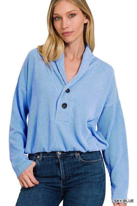 ZENANA Textured Line Elastic Waist Pullover Top - SwagglyLife Home & Fashion