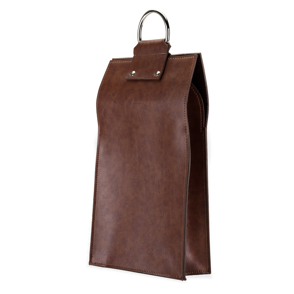 Faux Leather Double-Bottle Wine Tote in Default Title - product_type::fabric_bags photo