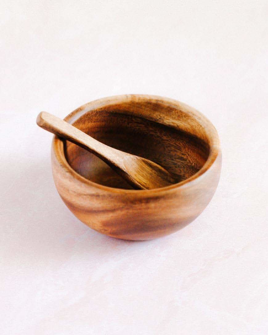 6" Acacia Wood Smoothie Bowl + Spoon in - Tableware photo