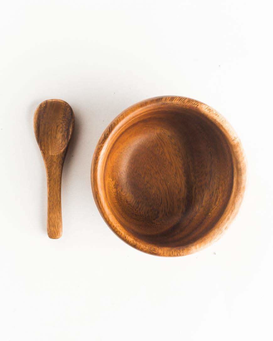 6" Acacia Wood Smoothie Bowl + Spoon in - Tableware photo