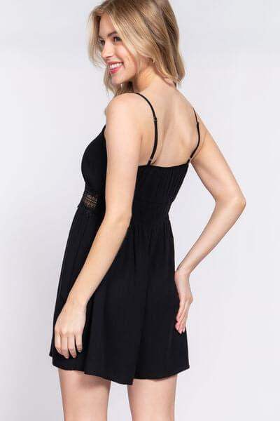 ACTIVE BASIC Waist Lace Trim Cami Romper - SwagglyLife Home & Fashion