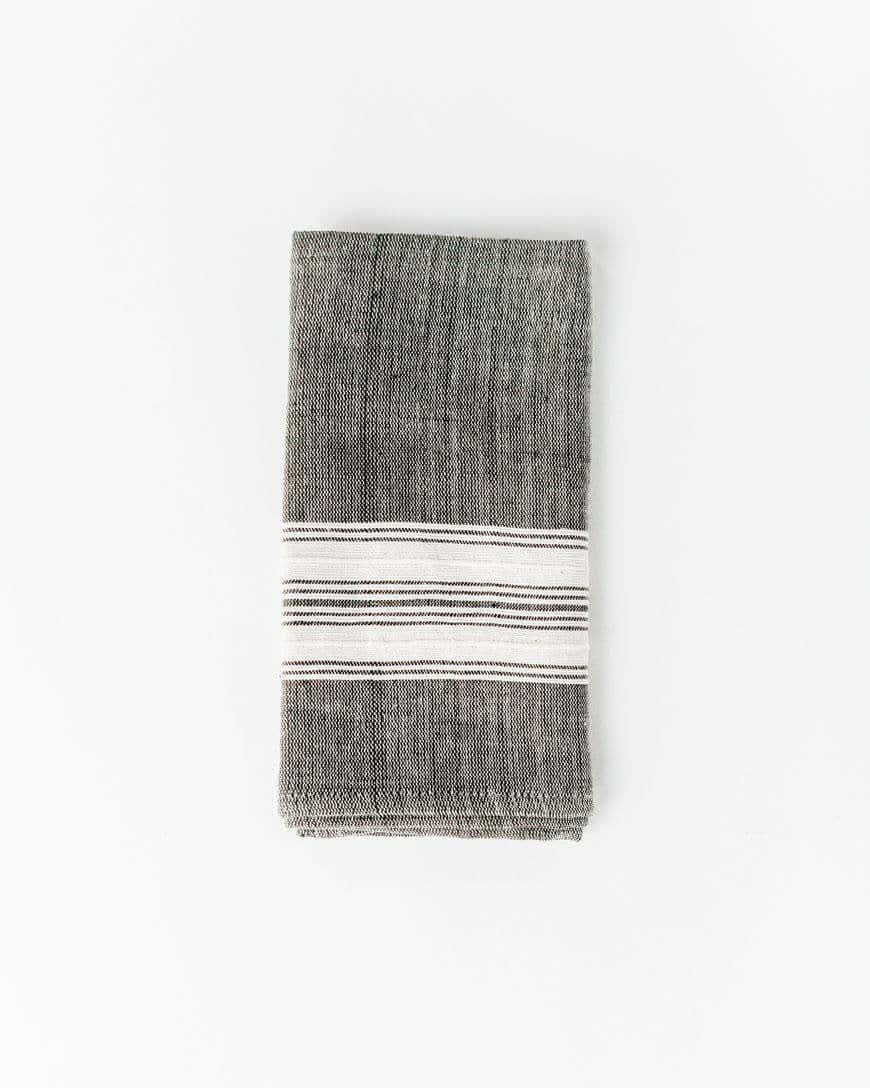 Aden Cotton Dinner Napkin in Grey with Natural Single - Cloth Napkins photo