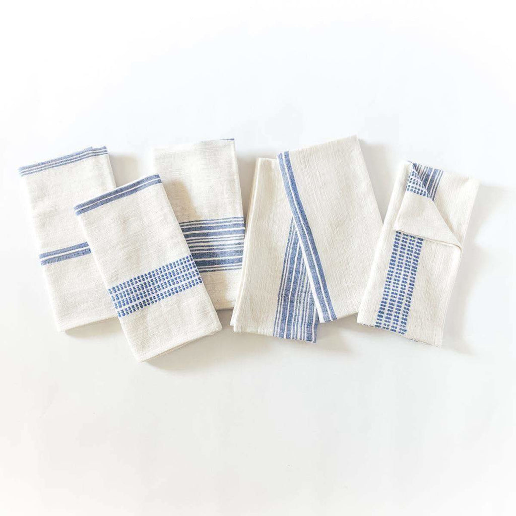 Aden Cotton Dinner Napkin in Blue Set of 6 - Cloth Napkins photo