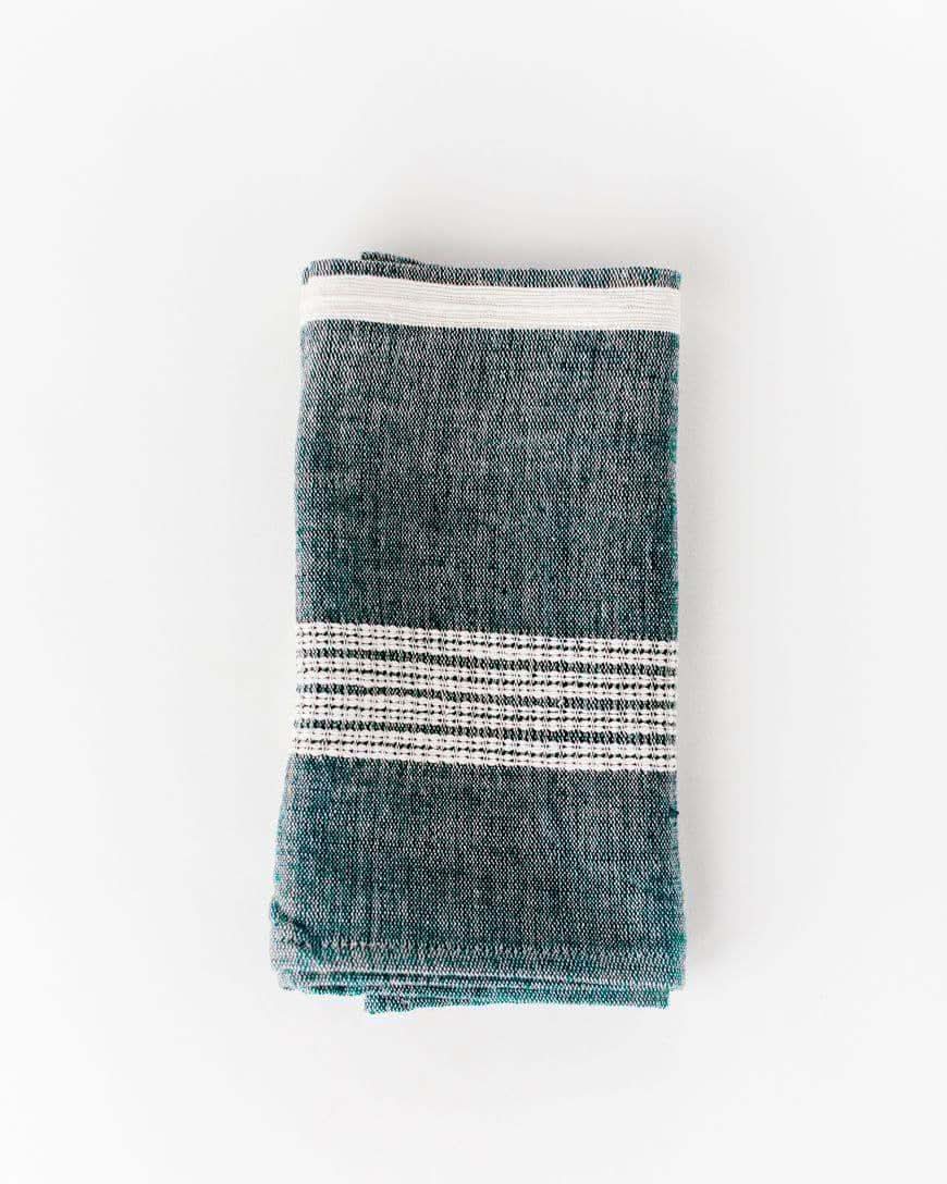 Aden Cotton Dinner Napkin in Navy with Natural Single - Cloth Napkins photo