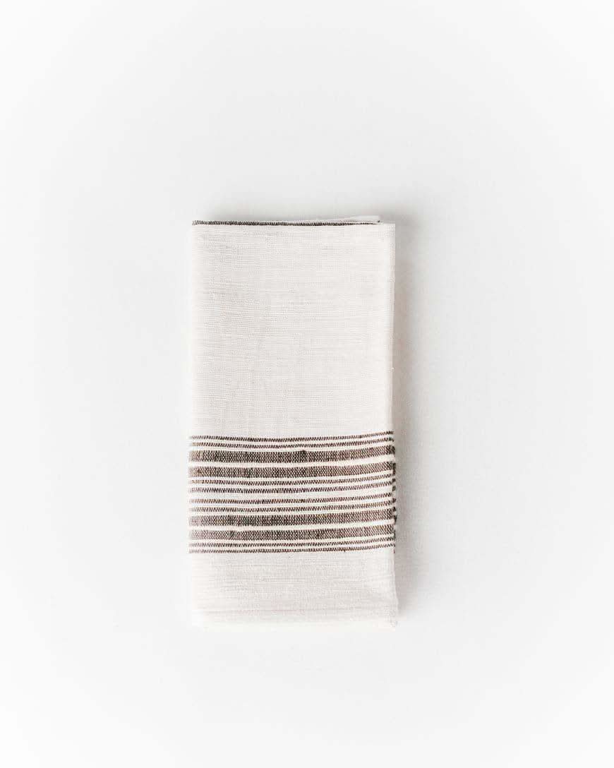 Aden Cotton Dinner Napkin in Natural with Grey Single - Cloth Napkins photo