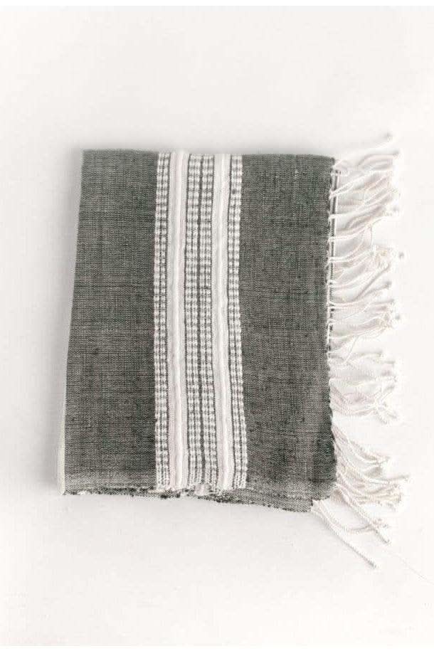 Aden Cotton Hand Towel in Grey with Natural - Kitchen Towels photo