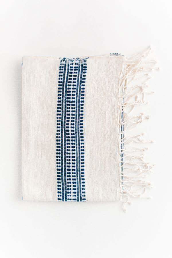 Aden Cotton Hand Towel in Natural with Navy - Kitchen Towels photo